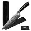 Hecef Chef Knife, 8 inch Japanese Damascus Steel Kitchen Knife, Professional Extra Sharp VG10 Knife