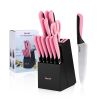 Hecef 13-Piece Knife Set, Stainless Steel Kitchen Knives with Block, Chef Knife, Santoku Knife, Steak Knives, Scissors