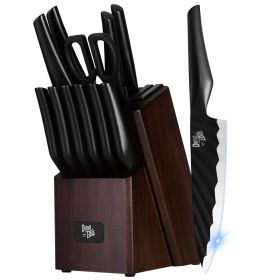 Dimoedge Knife Block Set, 13 Pieces Ultra Sharp Chef Knife with Block, Build-in Sharpener