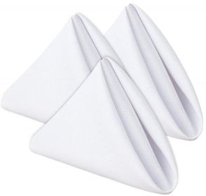 24 Pack White 100% Polyester Soft Durable Washable Cloth Table Napkins 17x17 Inch Great for Restaurants Dinners and Parties