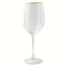 Thyme & Table Scalloped Wine Glass with Gold Rim