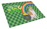 Red and White Pit Bull Terrier St. Patrick's Day Glass Cutting Board Decorative Tempered Glass Kitchen Cutting and Serving Board Large Size Chopping B