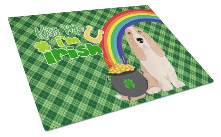 Lemon and White Tricolor Basset Hound St. Patrick's Day Glass Cutting Board Decorative Tempered Glass Kitchen Cutting and Serving Board Large Size Cho