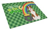 Red and White Border Collie St. Patrick's Day Glass Cutting Board Decorative Tempered Glass Kitchen Cutting and Serving Board Large Size Chopping Boar