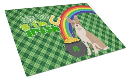 Fawn Boston Terrier St. Patrick's Day Glass Cutting Board Decorative Tempered Glass Kitchen Cutting and Serving Board Large Size Chopping Board