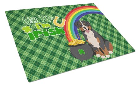 Bernese Mountain Dog St. Patrick's Day Glass Cutting Board Decorative Tempered Glass Kitchen Cutting and Serving Board Large Size Chopping Board