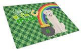 Cream Golden Retriever St. Patrick's Day Glass Cutting Board Decorative Tempered Glass Kitchen Cutting and Serving Board Large Size Chopping Board