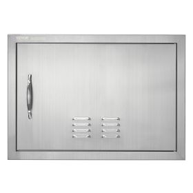 BBQ Access Door, 24W x 17H Inch Single Outdoor Kitchen Door, Stainless Steel Flush Mount Door, Wall Vertical Door with Handle and vents