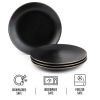 Thyme & Table Dinnerware Black Onyx Stoneware Salad Round Plates, 4 Pack