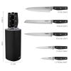 Hecef Kitchen Knife Set with Block, 6 Pieces High Carbon Stainless Steel Chef Bread Utility Paring Knife