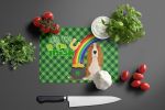 Red and White Tricolor Basset Hound St. Patrick's Day Glass Cutting Board Decorative Tempered Glass Kitchen Cutting and Serving Board Large Size Chopp