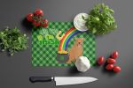 Red Pit Bull Terrier St. Patrick's Day Glass Cutting Board Decorative Tempered Glass Kitchen Cutting and Serving Board Large Size Chopping Board