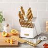 McCook Gold Kitchen Knife Sets,20 Pieces Luxury Golden Titanium Knife Block Set with Built-in Sharpener