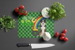 Tricolor Border Collie St. Patrick's Day Glass Cutting Board Decorative Tempered Glass Kitchen Cutting and Serving Board Large Size Chopping Board