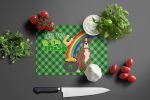 Natural Eared Red Brindle Boxer St. Patrick's Day Glass Cutting Board Decorative Tempered Glass Kitchen Cutting and Serving Board Large Size Chopping