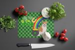 Red and White Pit Bull Terrier St. Patrick's Day Glass Cutting Board Decorative Tempered Glass Kitchen Cutting and Serving Board Large Size Chopping B