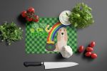 Lemon and White Tricolor Basset Hound St. Patrick's Day Glass Cutting Board Decorative Tempered Glass Kitchen Cutting and Serving Board Large Size Cho