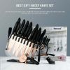 Hecef 25 PCS Kitchen Knife Set with Knife Block, Steak Knives, Cutting Boards, Titanium Plated Anti-Rusting Chef Knife