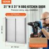 BBQ Access Door, 31W x 31H Inch Double Outdoor Kitchen Door, Stainless Steel Flush Mount Door, Wall Vertical Door with Handles, for BBQ Island