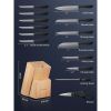 Knife Set, 15 Pieces Stainless Steel Kitchen Knives with Gray Nonstick Coat, Knife Block Set