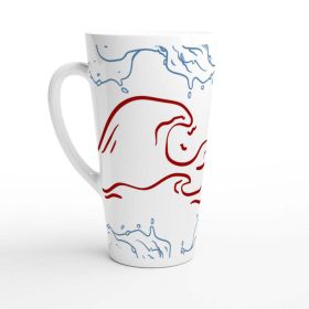 Ocean Wave Latte Mug Design By HadiArts (Color: Red in Art)